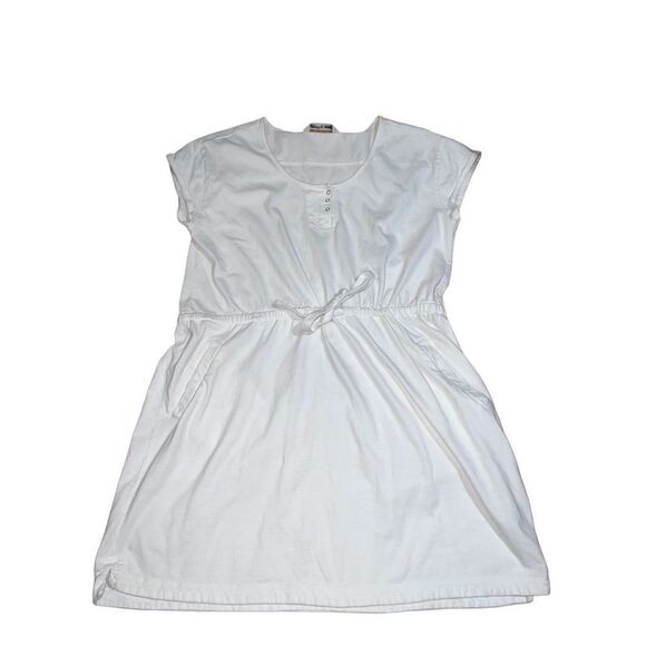 Woolrich Solid White Tie Waist Scoop Neck Short Sleeved Women’s Dress size XL - Picture 9 of 13